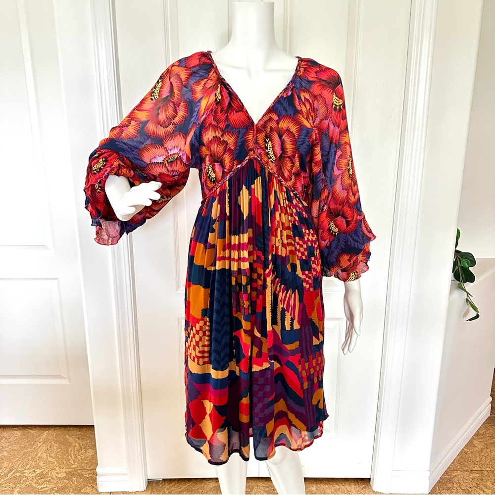 Farm Rio Boho Floral Patterned Midi Dress (S)